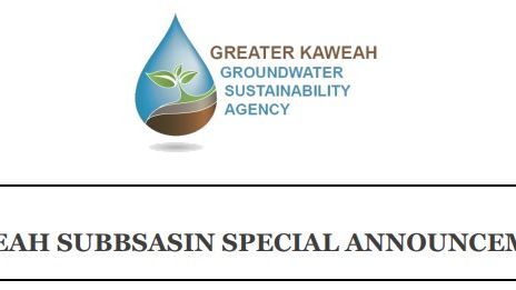 Kaweah Subbasin Hearing Cancelled