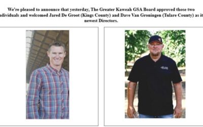 Greater Kaweah Board Appoints Groundwater Dependent Members